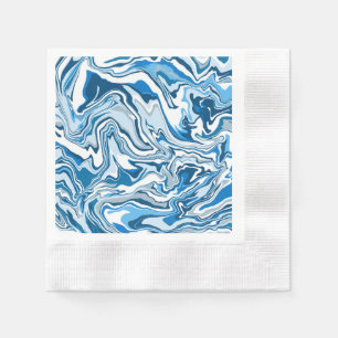Blue and white Fluid Art Marble   Napkin
