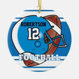 Blue and White Football Ceramic Tree Decoration