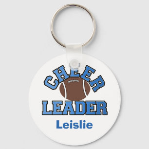 Blue and White Football Cheerleader KeyChain