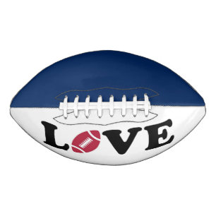 Blue and White Football with Love American Football
