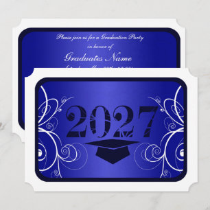 Blue and White Frame Graduation Party Invitation
