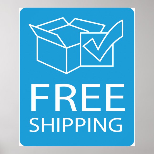 Blue and White Free Shipping Icon Poster (Front)