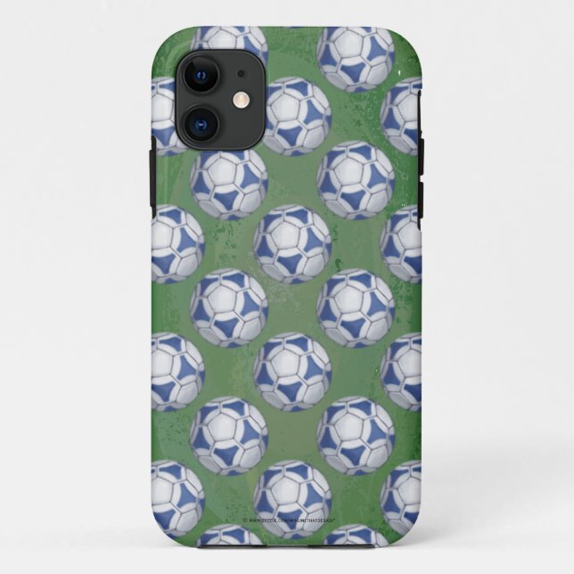 Blue and White Futbal Pattern Case-Mate iPhone Case (Back)