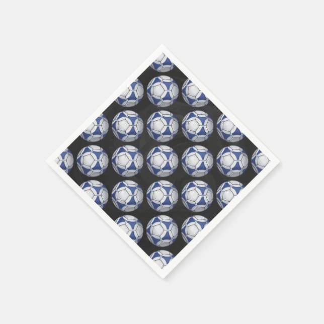 Blue and White Futbal Pattern Napkin (Corner)