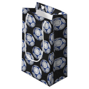 Blue and White Futbal Pattern Small Gift Bag
