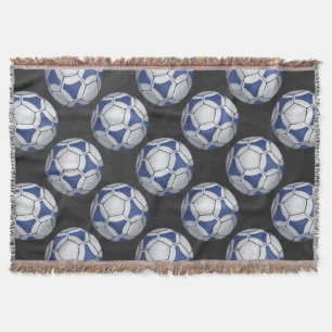 Blue and White Futbal Pattern Throw Blanket