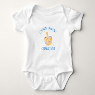 Blue and White "Future Dreidel Champion" Hanukkah Baby Bodysuit