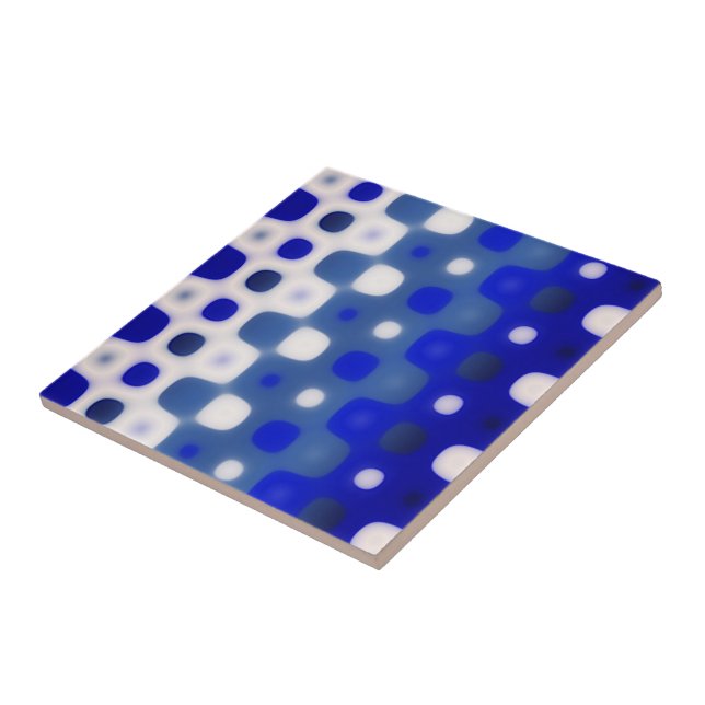 Blue and White Geometric Pattern Tile (Side)