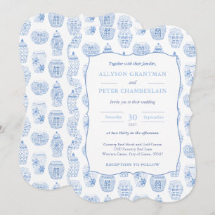 Blue And White Ginger Jar Chinoiserie Wedding Invitation