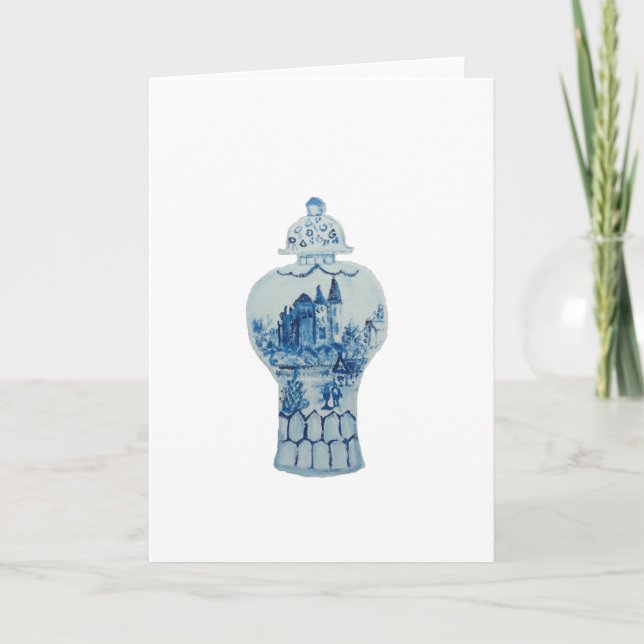 Blue and White Ginger Jar Holiday Card (Front)