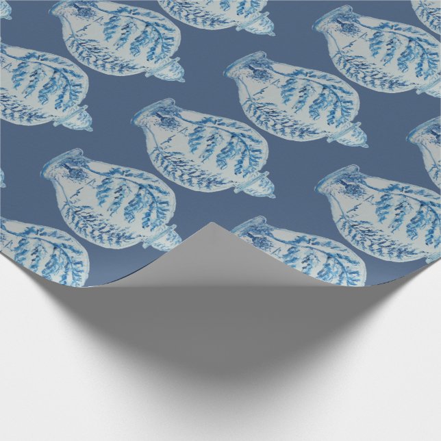 Blue and White Ginger Jar Wrapping Paper (Corner)