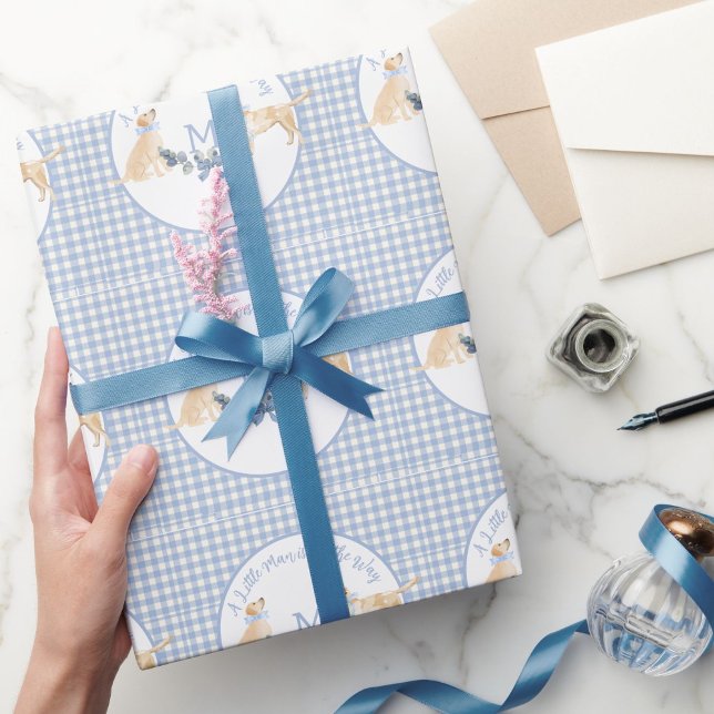 Blue and White Gingham Baby Shower  Wrapping Paper (Creator Uploaded)