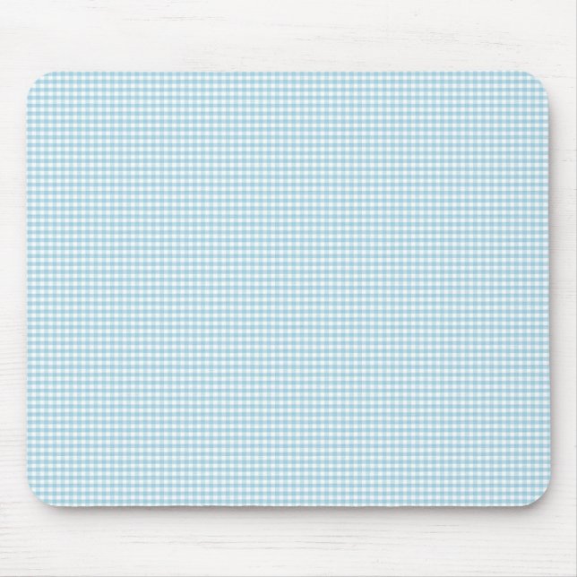 Blue And White Gingham Check Pattern Mouse Mat (Front)