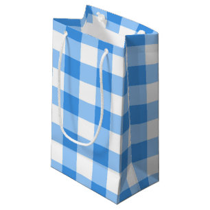 Blue And White Gingham Check Pattern Small Gift Bag