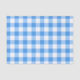 Blue And White Gingham Check Pattern Tissue Paper
