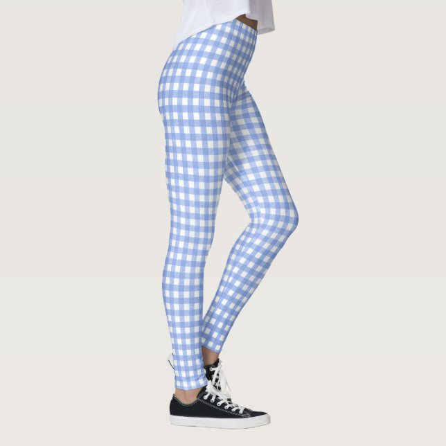 blue and white gingham pattern leggings (Right)