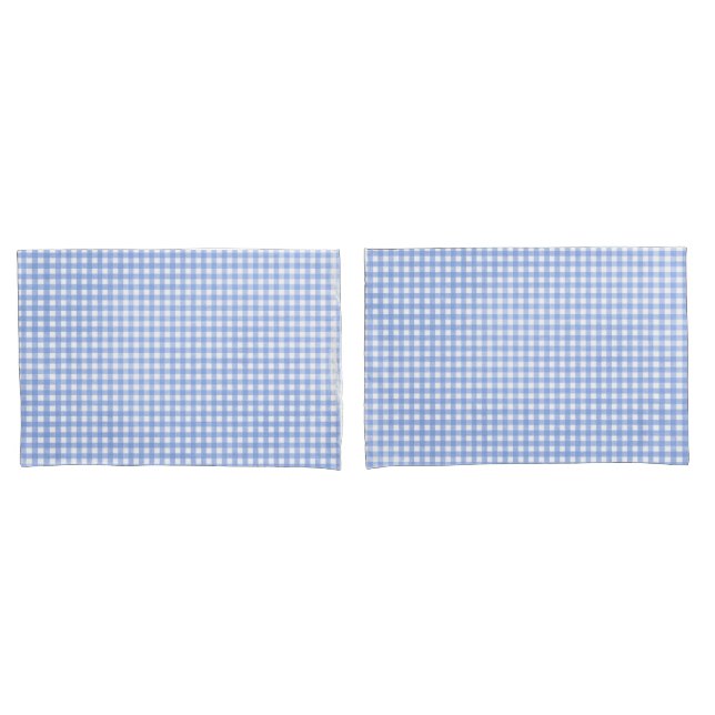 Blue and White Gingham Pattern Pillowcase (Front-Set)