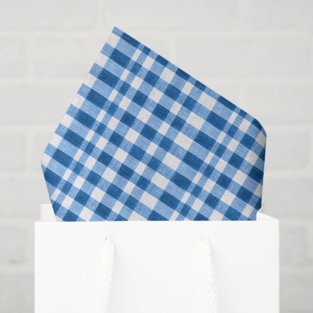 Blue and White Gingham Tissue Paper (Gift Bag)