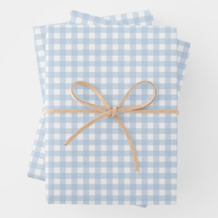Blue and White Gingham Wrapping Paper Sheet