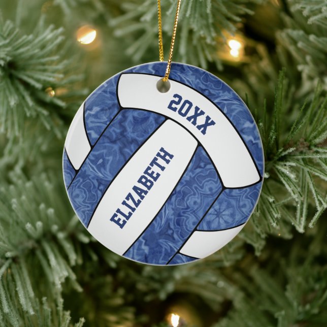 blue and white girls volleyball ceramic tree decoration (Tree)