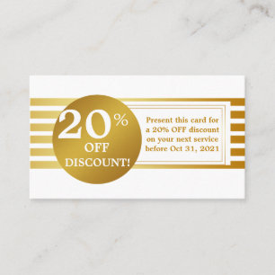 Blue and White Gold Label Discount Coupon Card