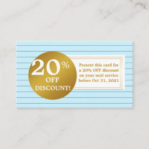 Blue and White Gold Label Discount Coupon Card