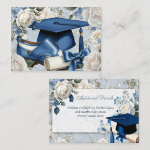 Blue and White Graduation Additional Information Enclosure Card