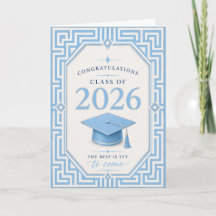 Blue and White Graduation Card 2026