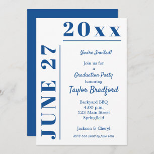 Blue and White Graduation Party Invitations