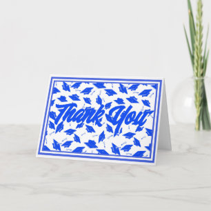 Blue and White Graduation Party School Colours Thank You Card