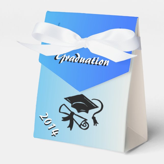 Blue and White Graduation Personalised Favour Box (Front Side)