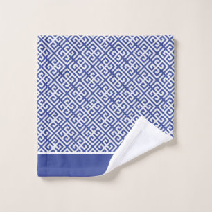 Blue and White Greek Key  Bath Towel Set