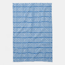 Blue and White Greek Key design Kitchen Towel