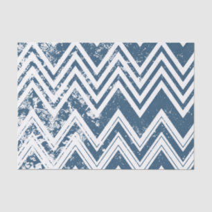 Blue and White Grunge Chevron Tissue Paper