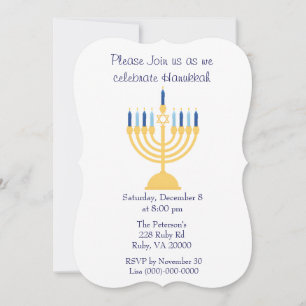Blue and White Hanukkah Party Invitation