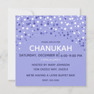Blue and White Hanukkah Stars Invitation