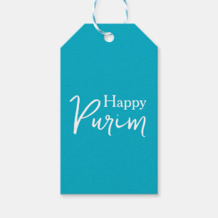 Blue and White Happy Purim Gift Tag