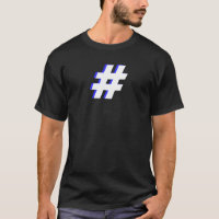 Blue and White Hash Tag Symbol T-Shirt