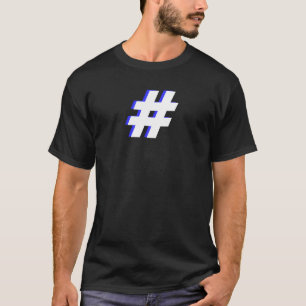 Blue and White Hash Tag Symbol T-Shirt