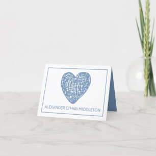 Blue and White Heart Birth Announcement
