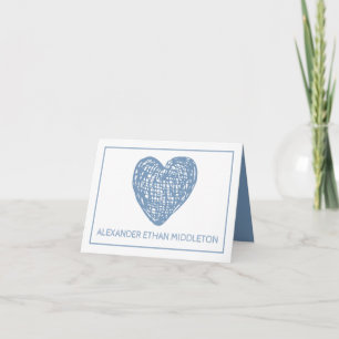 Blue and White Heart Birth Announcement