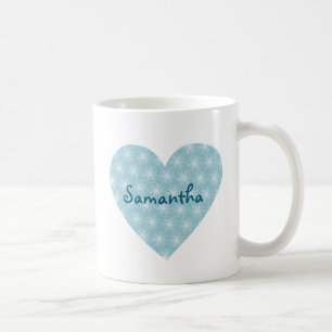 Blue and White Heart Coffee Mug