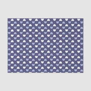 Blue and White Hearts Argyle Pattern Tissue Paper