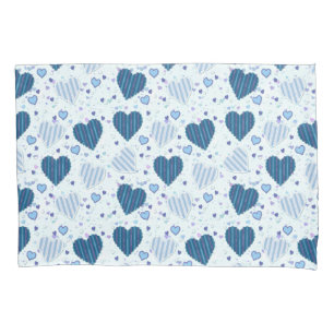 Blue And White Hearts Pillowcase