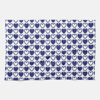 Blue and White Hearts Tea Towel