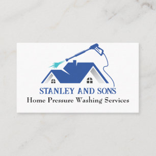 Blue and White Home Pressure Washing Business Card