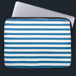 Blue and White Horizontal Stripe Laptop Sleeve<br><div class="desc">Bright blue and white horizontal stripe products for the home, office, and personal use including binders, postage, mousepads, notebooks, dry erase boards, watches, wallets, jewellery, compact mirrors, cosmetic bags, key chains, mugs, and lots of different cases, sleeves, and skins for your electronic devices. These colourful blue and white stripe items...</div>