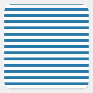 Blue and White Horizontal Stripe Square Sticker