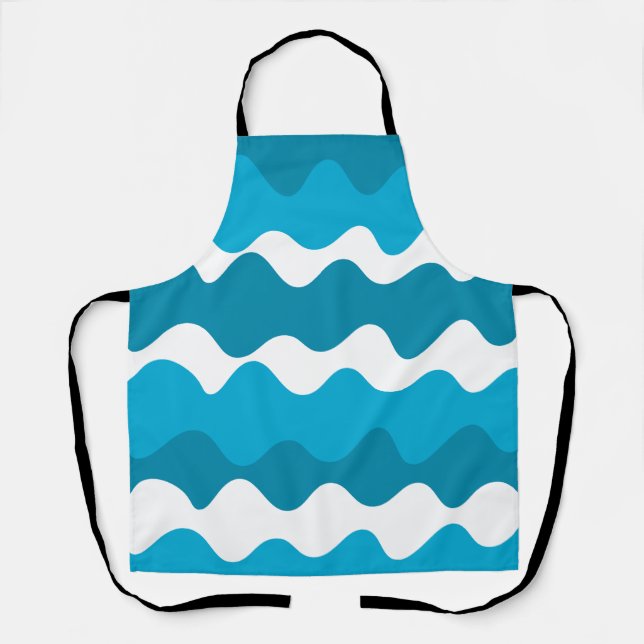 Blue and white horizontal waves pattern  apron (Front)