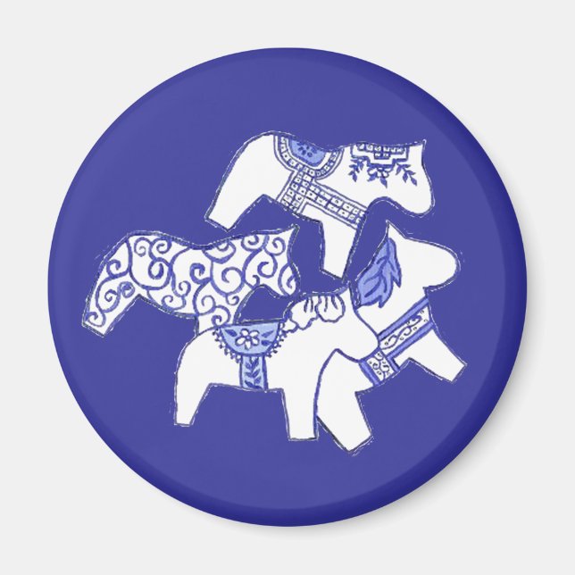Blue and White Horses Magnet (Front)